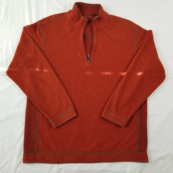 Tommy Bahama Men Reversible Sweater Half-zip Pullover Casual Sweater Orange XL - Picture 2 of 10
